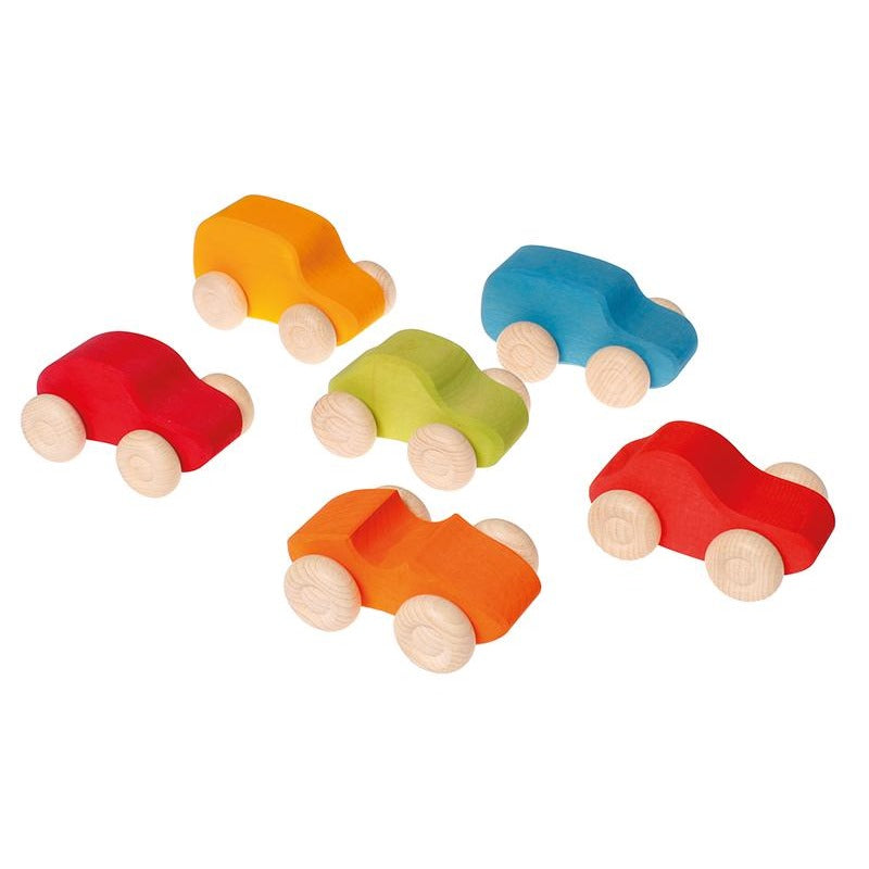 Grimm&#39;s | Coloured Wooden Cars | 6 Pieces