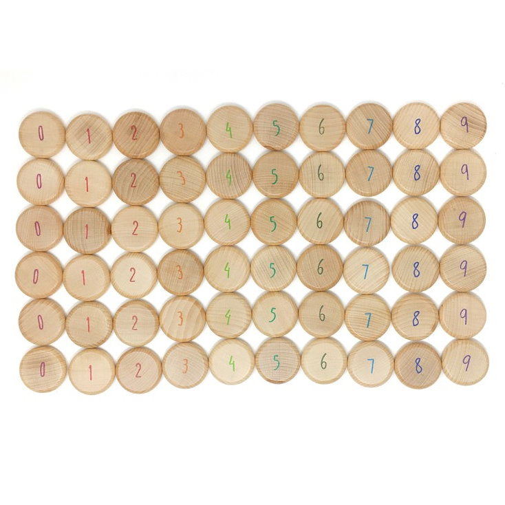 Grapat | Coins to Count | 60 Pieces | Numbered Wooden Toys