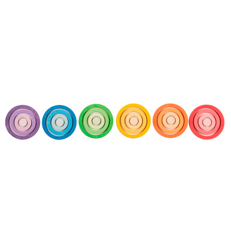 Grapat | Nest Rings | 24 Pieces | Concentric gradient rainbow wooden toys