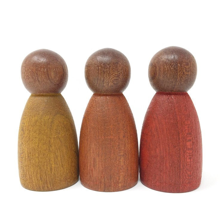 Joguines Grapat Three Dark Warm Nins Wooden Toy Peg People