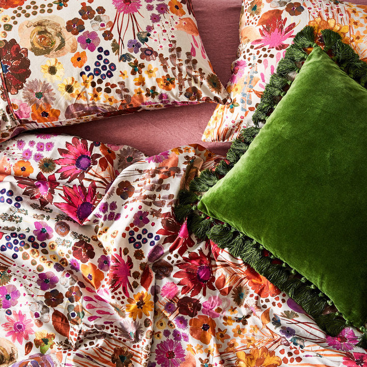 Kip and Co | Quilt Cover | Super King | Field of Dreams styled with garden green