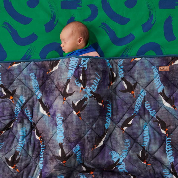Kip and Co Quilted Cot Bedspread Deep Dive Milk Tooth
