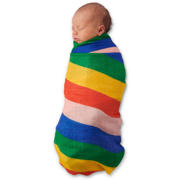 Kip and Co Bamboo Baby Swaddle Rainbow's End Milk Tooth