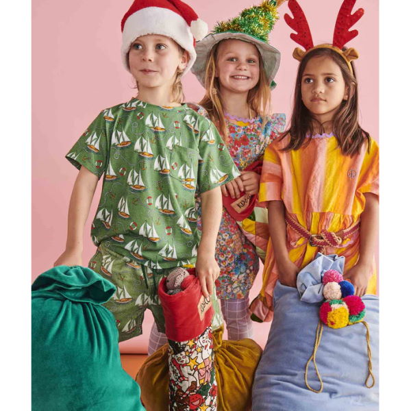 Kip and Co | Velvet Santa Sack | Jade Green at Milk Tooth