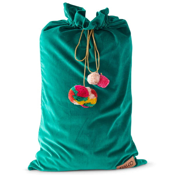 Kip and Co | Velvet Santa Sack | Jade Green at Milk Tooth