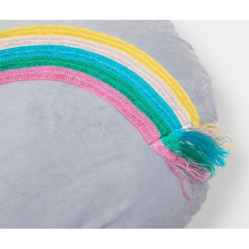 Little P for Little People Rainbow Velvet Cushion | Cloud Grey