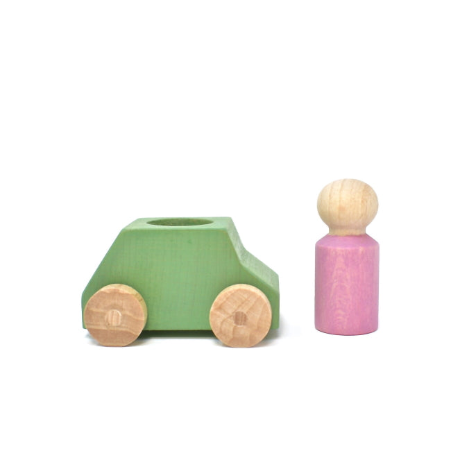 Lubulona | Car in Mint Green with Pink Figure