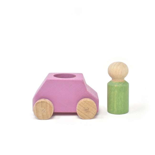 Lubulona | Car in Pink with Mint Green Figure