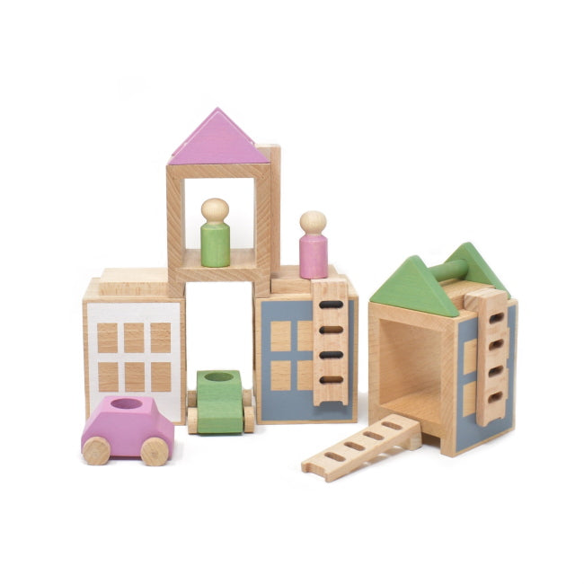 Lubulona | Town Spring City Maxi small world play with wooden toys cars houses peg people