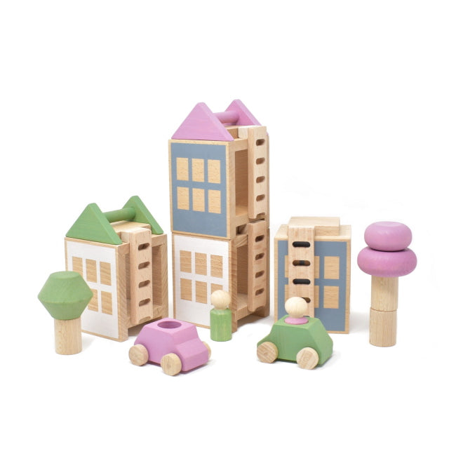 Lubulona | Town Spring City Maxi small world play with wooden toys cars houses peg people