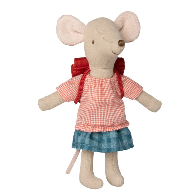 Maileg | Mouse Tricycle Big Sister with Bag Red at Milk Tooth