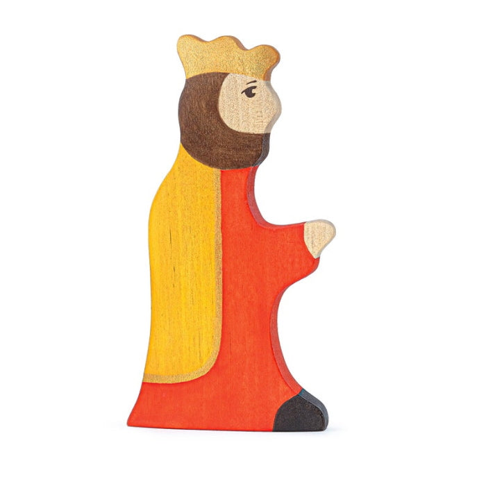 Mikheev | People | King in Orange &amp; Yellow wooden toy figurine at Milk Tooth
