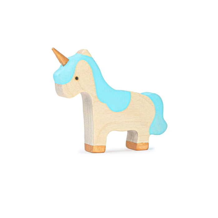 Mikheev | Unicorn Baby in Blue & White wooden toy at Milk Tooth