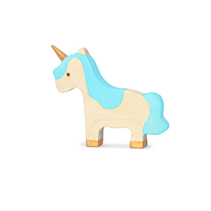 Mikheev | Unicorn Baby in Blue &amp; White wooden toy at Milk Tooth