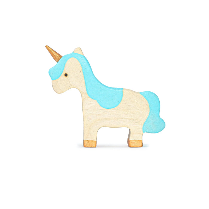Mikheev | Unicorn Baby in Blue &amp; White wooden toy at Milk Tooth