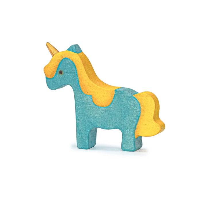 Mikheev | Unicorn Baby in Yellow &amp; Blue wooden toy at Milk Tooth