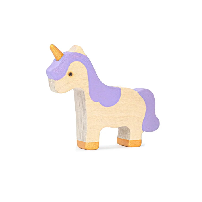 Mikheev | Unicorn Baby in Purple & White wooden toy at Milk Tooth