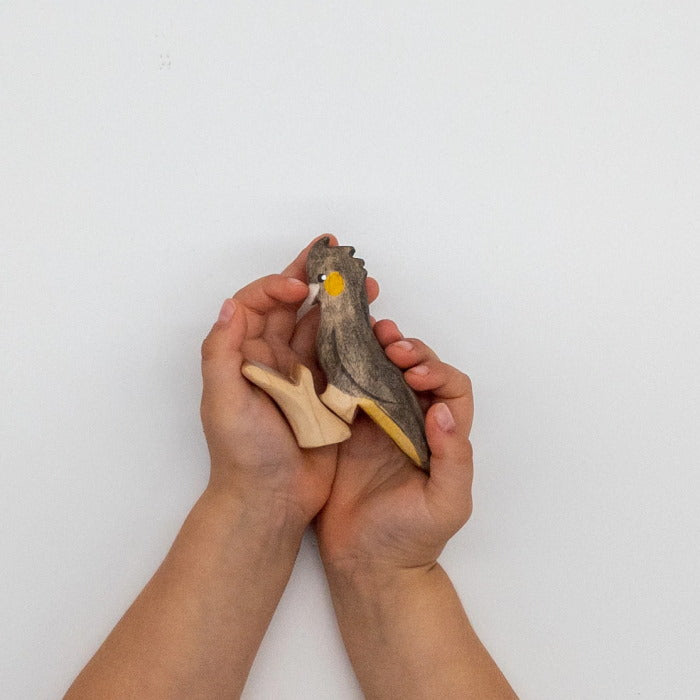 NOM Handcrafted | Yellow Tailed Black Cockatoo with Branch at Milk Tooth