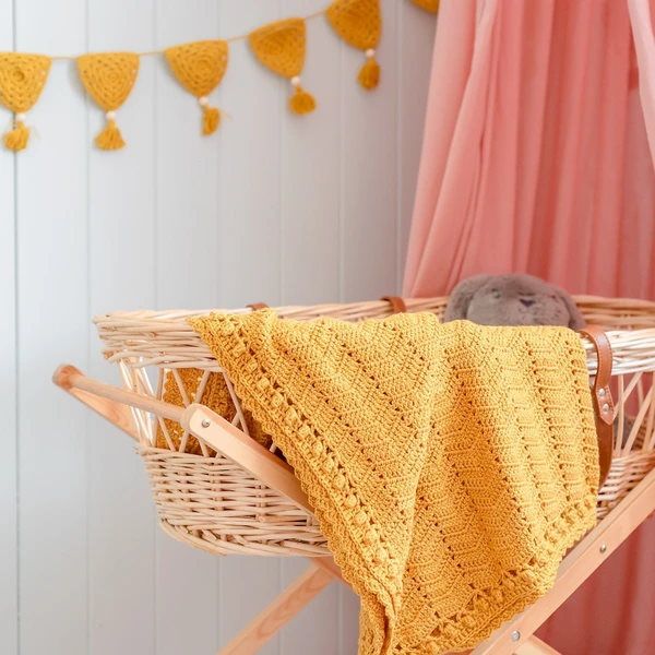 O.B. Designs | Hand Crocheted Baby Blanket | Turmeric