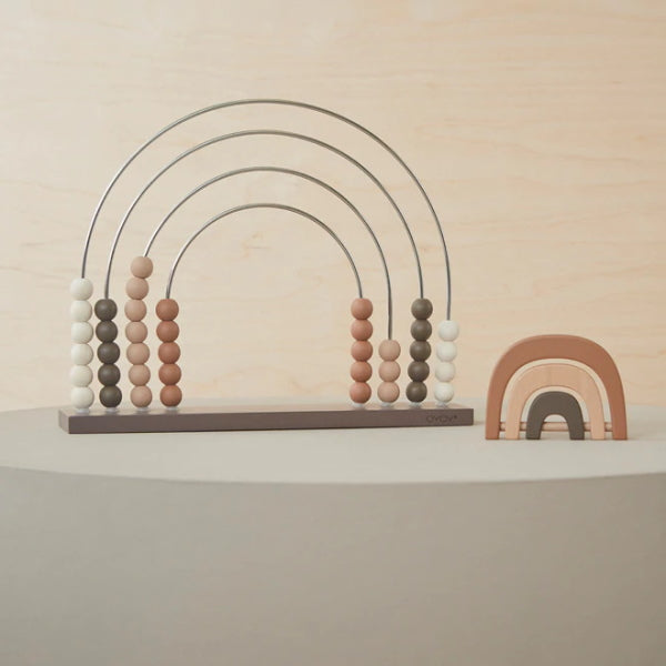 OYOY Abacus Rainbow toy Dark Choko colours at Milk Tooth