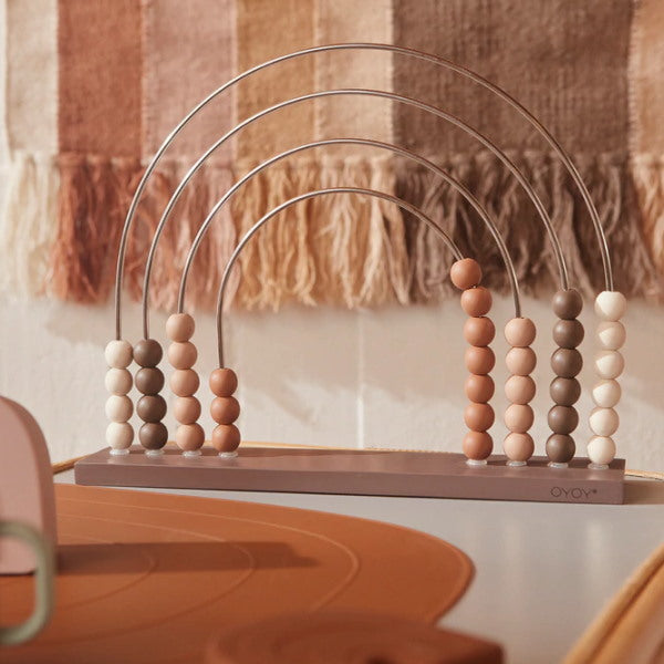 OYOY Abacus Rainbow toy Dark Choko colours at Milk Tooth