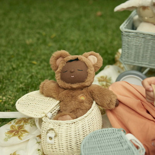 Olli Ella Cozy Dinkum Teddy Mini in Chalk Minichari Basket