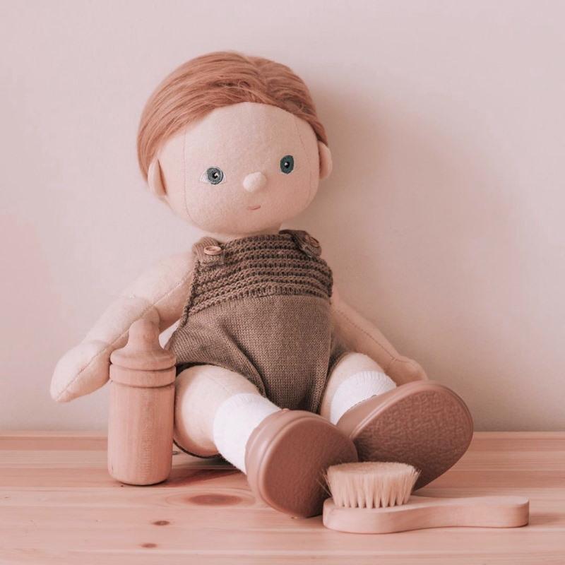 Olli Ella | Dinkum Doll Bottle | Wooden Toy with Hair Brush and Poppet