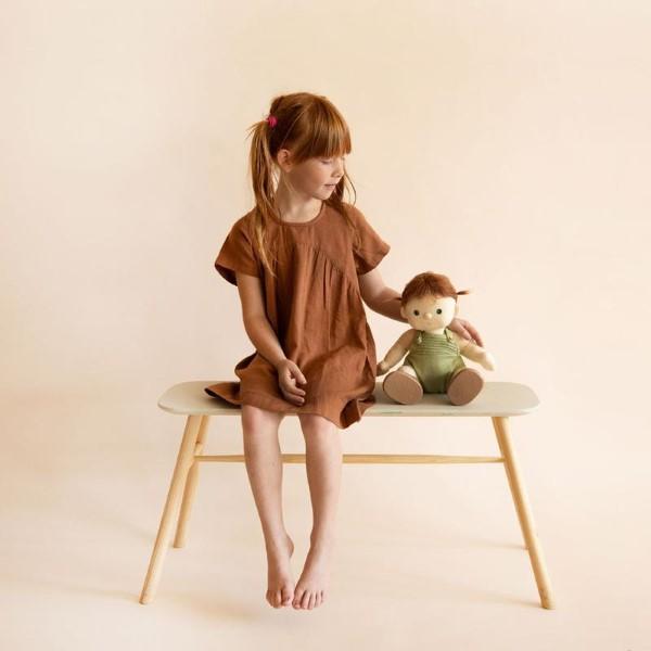 Olli Ella | Dinkum Doll | Pumpkin sitting on bench with girl