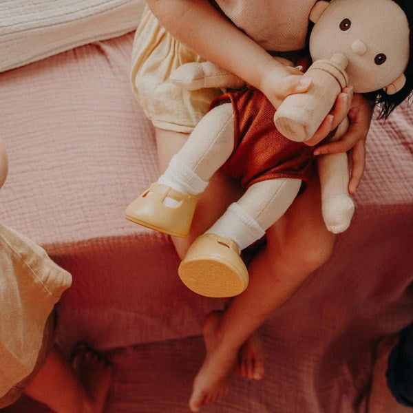 Olli Ella | Dinkum Doll Shoes | Corn Yellow on Peanut