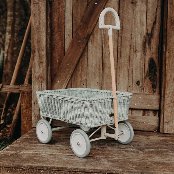Olli Ella Rattan Wonder Wagon Vintage Blue Milk Tooth