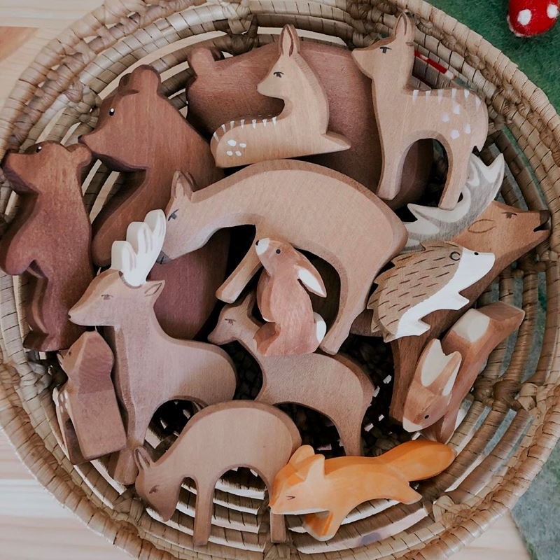 Ostheimer | Wooden Toy | Fox Small Running in basket of animals