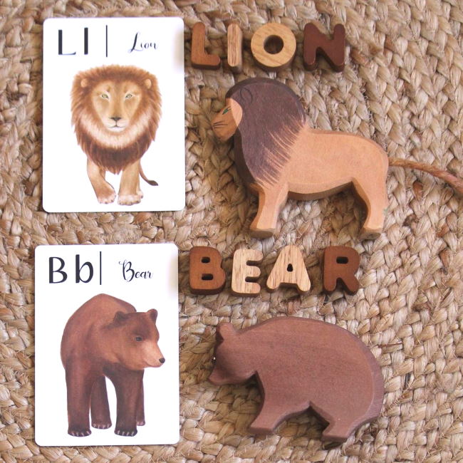 Ostheimer Wooden Animals Toys | Male Lion and Adult Grand Bear