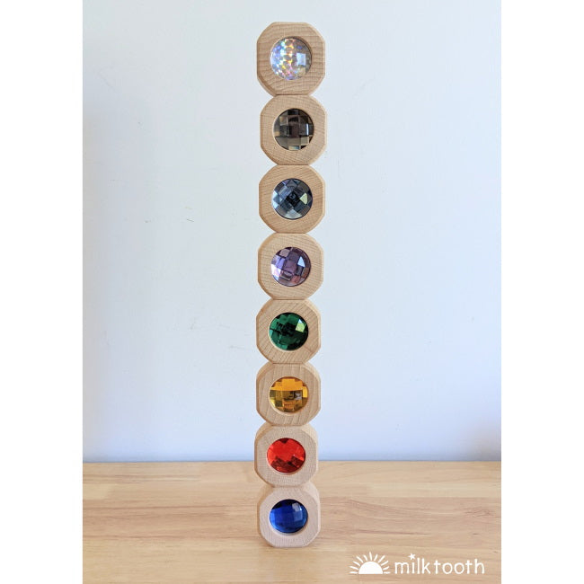 Papoose | Bitcoins | 15 Blocks Rainbow | wooden blocks with sparkly jewels