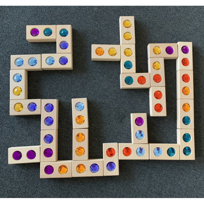Papoose | 28 Gem Dominoes in Tray wooden blocks at Milk Tooth