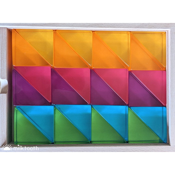 © Milk Tooth Papoose | Large Lucite Triangles | 24 Pieces with Tray