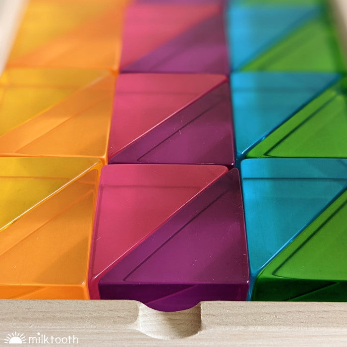 © Milk Tooth Papoose | Large Lucite Triangles | 24 Pieces with Tray