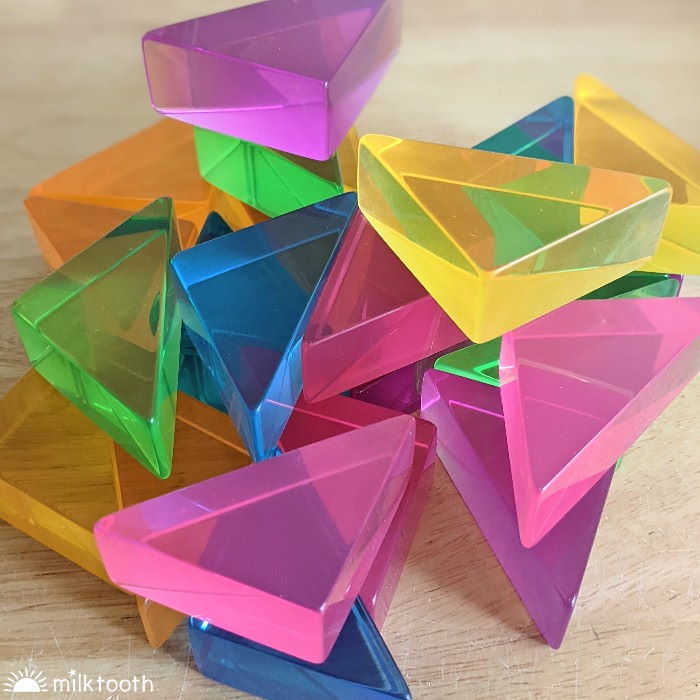 © Milk Tooth Papoose | Large Lucite Triangles | 24 Pieces with Tray