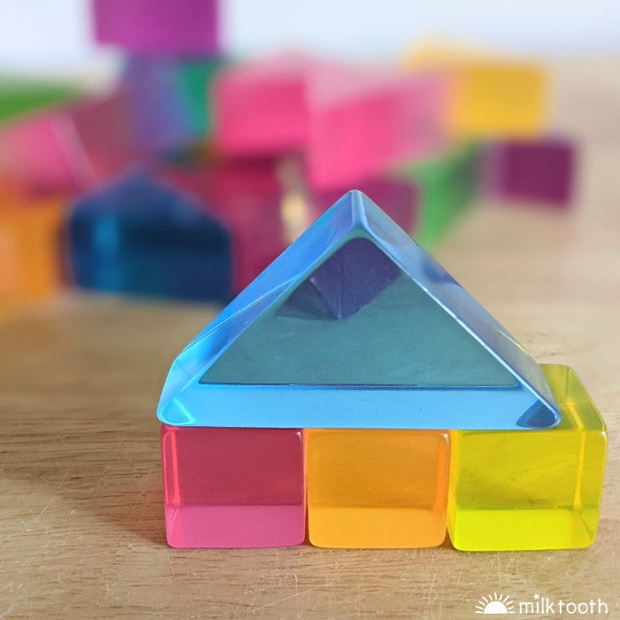 © Milk Tooth Papoose | Large Lucite Triangles | 24 Pieces with Tray