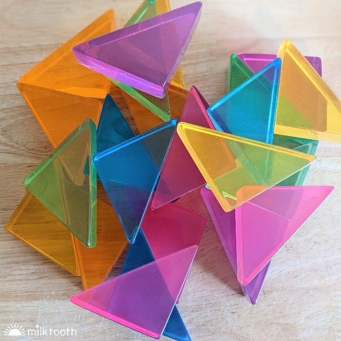 © Milk Tooth Papoose | Large Lucite Triangles | 24 Pieces with Tray