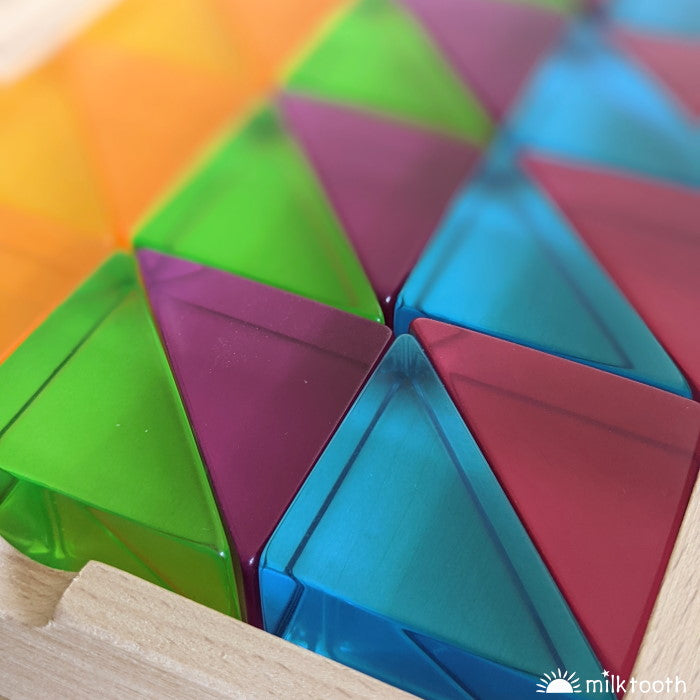 © Milk Tooth Papoose | Large Lucite Triangles | 24 Pieces with Tray