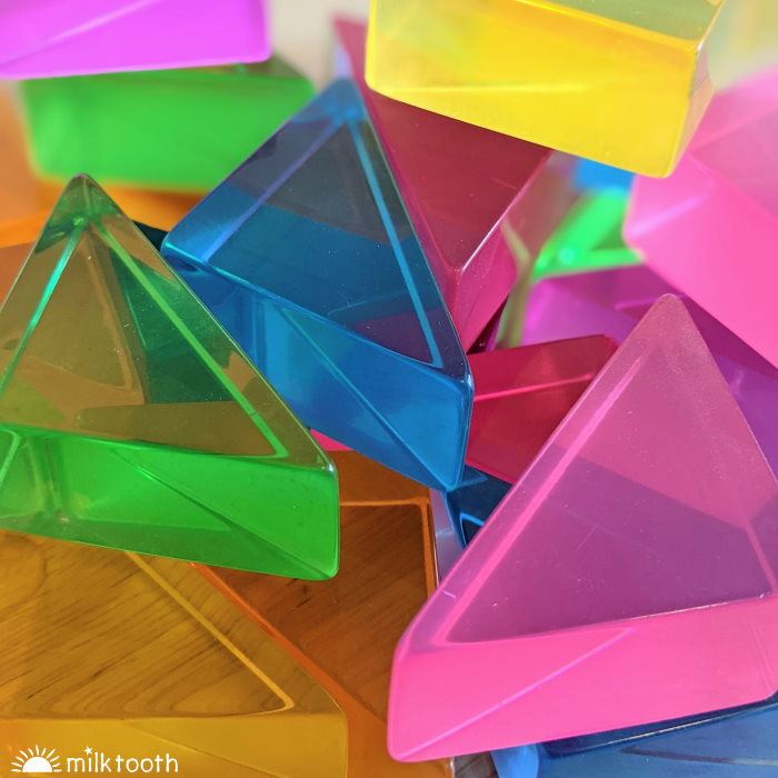© Milk Tooth Papoose | Large Lucite Triangles | 24 Pieces with Tray