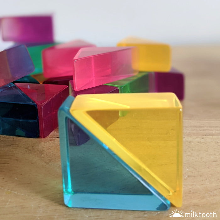 © Milk Tooth Papoose | Large Lucite Triangles | 24 Pieces with Tray