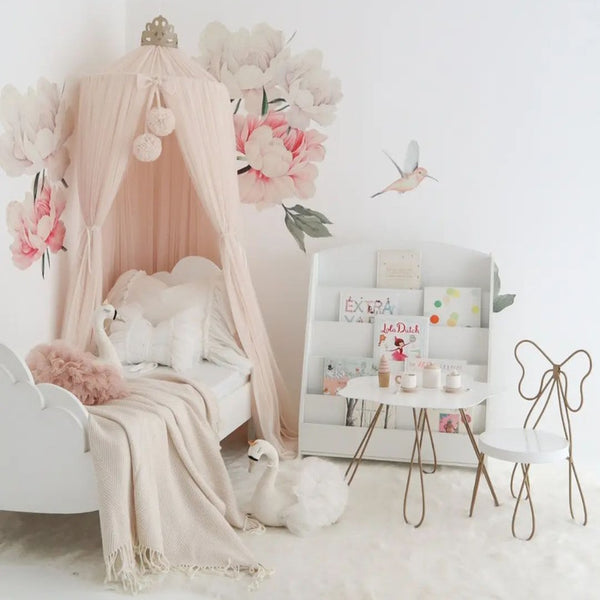 Spinkie Baby Dreamy Canopy + Big Bow Accent set with gold crown - Blush main image 0