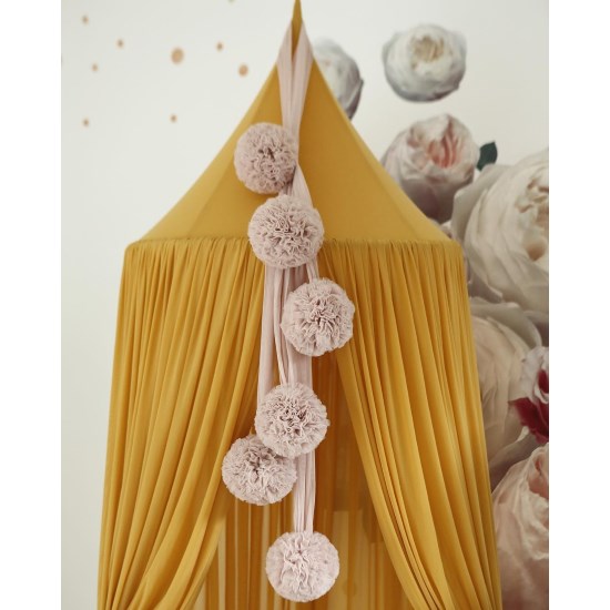 Spinkie Baby | Sheer Canopy | Mustard Golden Yellow close-up
