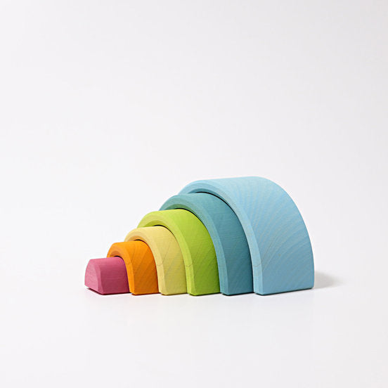 Grimm's | Wooden Rainbow Stacking Toy | Pastel | Small
