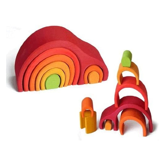 Gluckskafer | Arch House | Red | Wooden Stacking Toy