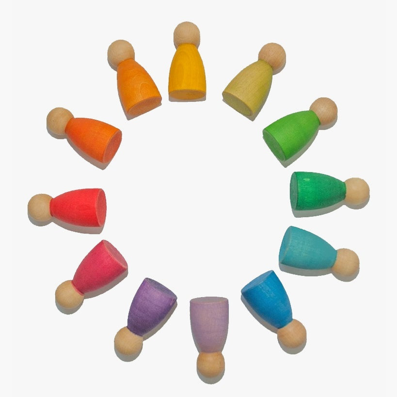 Grapat | 12 Nins | Set of twelve rainbow peg dolls