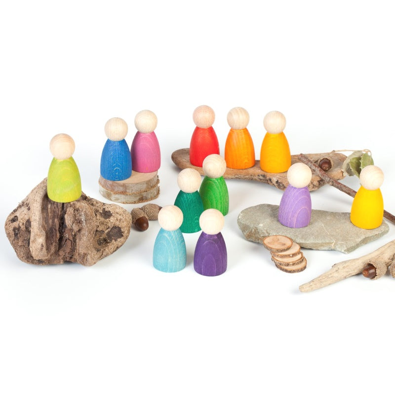 Grapat | 12 Nins | Set of twelve rainbow peg dolls