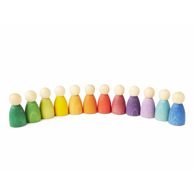 Grapat | 12 Nins | Set of twelve rainbow peg dolls