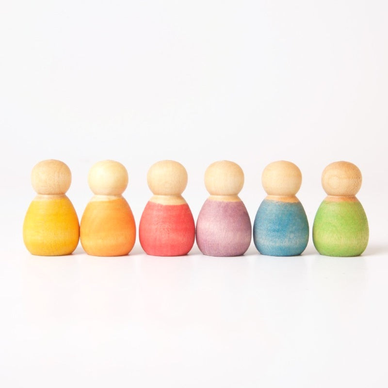 Grapat | 6 Baby Nins | Set of six pastel peg dolls